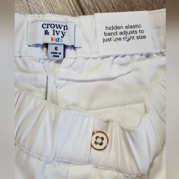 Crown & Ivy Girls Black Chino Scalloped Hem Pull-on Shorts Size 6 - Picture 7 of 7